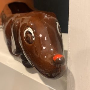 📌 Mid Century Modern Dachshund Pottery Planter Japan 11 x 3
